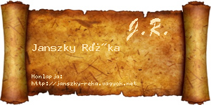 Janszky Réka névjegykártya