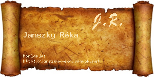 Janszky Réka névjegykártya